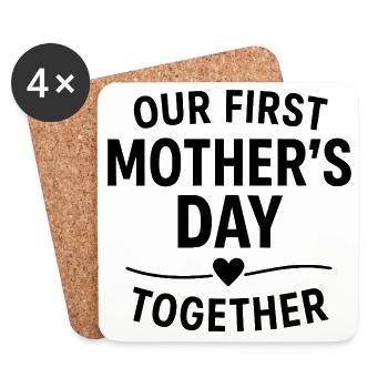 Erster Muttertag Mama Baby Geschenkidee Familie - Untersetzer (4er-Set) - Weiß - Vorne