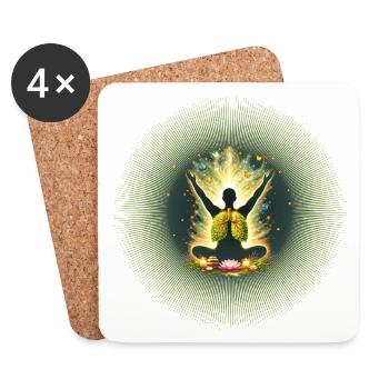 Meditation Breath Power Nature Lung Mandala - Coasters (set of 4) - white - Front