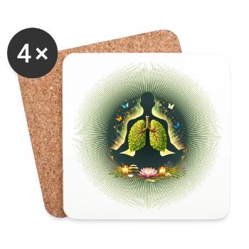 Meditation Breath Power Nature Lung Mandala - Coasters (set of 4) - white - Front
