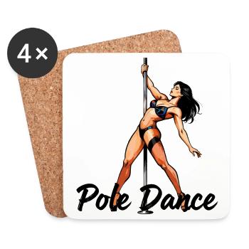 Pole Dance Silhouette – Elegante Pin-Up Kunst - Untersetzer (4er-Set) - Weiß - Vorne