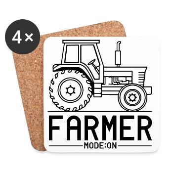 Farmer-Modus aktiviert – Traktor-Humor - Untersetzer (4er-Set) - Weiß - Vorne