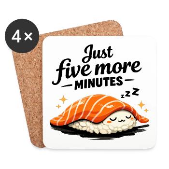 Sleeping Sushi – Just 5 More Minutes Retro Design - Coasters (set of 4) - white - Front