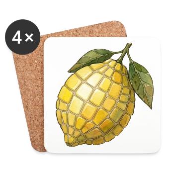 Lemon Mosaic - Fresh Mediterranean Gift Idea - Coasters (set of 4) - white - Front
