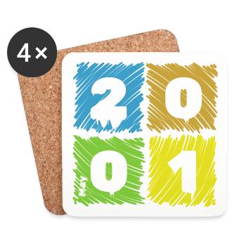 25. Écussons de Farbige du Geburtstag depuis 05/2001 - Dessous de verre (lot de 4) - blanc - Devant
