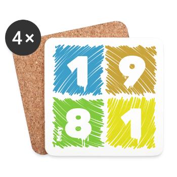 45. Geburtstag Farbige Patches since 05/1981 - Untersetzer (4er-Set) - Weiß - Vorne