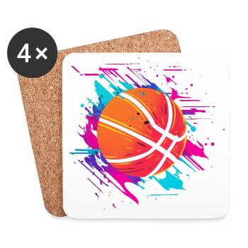 Basketball Synthwave - Untersetzer (4er-Set) - Weiß - Vorne
