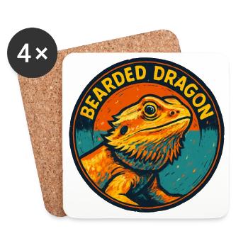 Badge Circulaire Pogona Dragon Barbu Vintage - Dessous de verre (lot de 4) - blanc - Devant