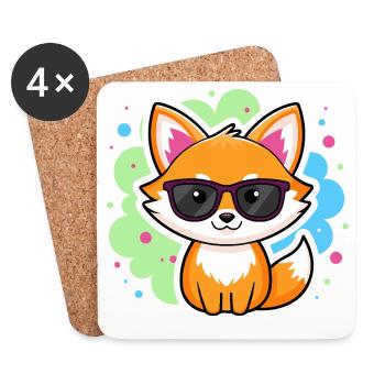 Fox Pop Glasses - Coasters (set of 4) - white - Front