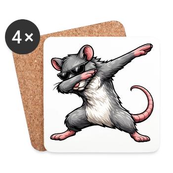 Dabbing Ratte - Untersetzer (4er-Set) - Weiß - Vorne