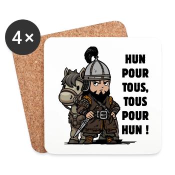 HUN POUR TOUS, TOUS POUR HUN ! - Attila, humour mé - Dessous de verre (lot de 4) - blanc - Devant