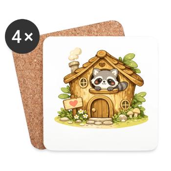 Cuddly Waldhaus Raccoon - Coasters (set of 4) - white - Front