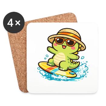 Sonnige Surf-Schildkröte - Untersetzer (4er-Set) - Weiß - Vorne