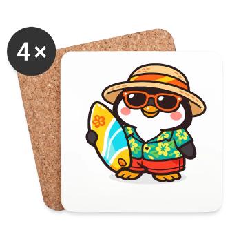 Surf du manchot hawaïen - Dessous de verre (lot de 4) - blanc - Devant