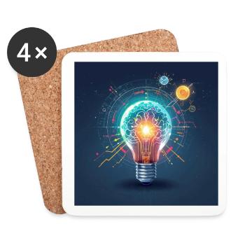 Neon Brain Lamp Innovation - Coasters (set of 4) - white - Front