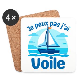 Voile et humour bateau - Dessous de verre (lot de 4) - blanc - Devant