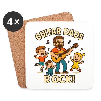 Les papas guitaristes sont déchirants ! Chemise drôle de papa guitariste - Dessous de verre (lot de 4) - blanc - Devant
