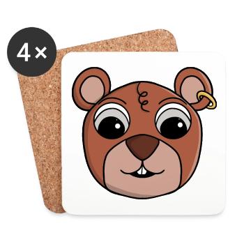 Cheerful Cheeky Animal Face - Coasters (set of 4) - white - Front
