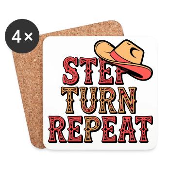 Line Dance Step Turn Repeat - Untersetzer (4er-Set) - Weiß - Vorne