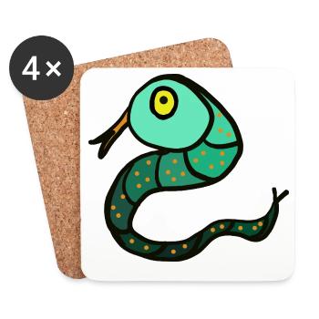 Enfants Serpent Reptile - Dessous de verre (lot de 4) - blanc - Devant