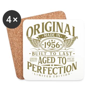 1956 Jahrgang Geburtstag Vintage Retro Geschenk - Untersetzer (4er-Set) - Weiß - Vorne