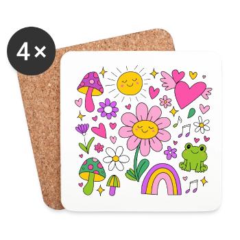 Cute Y2K Flower | colorful flowers - Coasters (set of 4) - white - Front