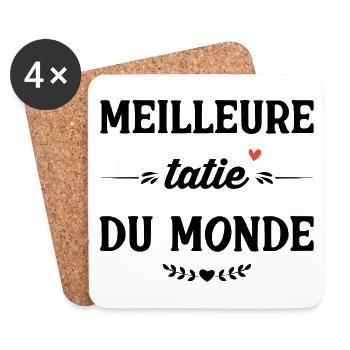  Meilleure tatie du monde Cadeau Annivers  - Dessous de verre (lot de 4) - blanc - Devant