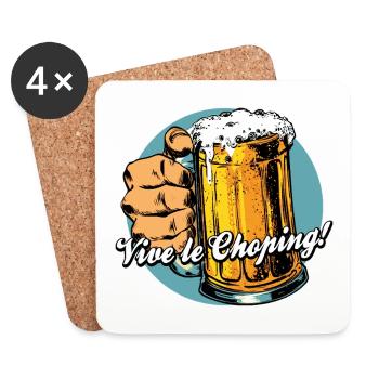 VIVE LE CHOPING ! - humour bière et shopping - Dessous de verre (lot de 4) - blanc - Devant