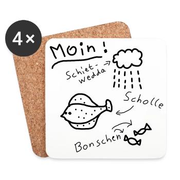 moin norddeutsch typisch plattdeutsch - Untersetzer (4er-Set) - Weiß - Vorne