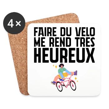 Faire du Vélo Me Rend Très Heureux - Cyclisme - Dessous de verre (lot de 4) - blanc - Devant