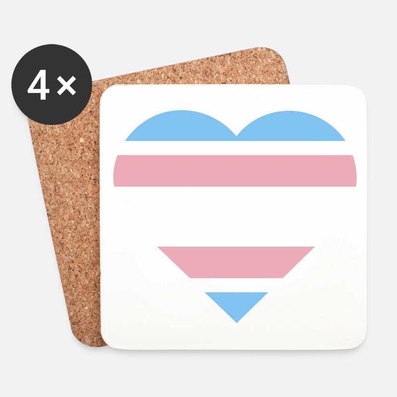 Pride Flag Heart · Transgender - Untersetzer (4er-Set) - Weiß