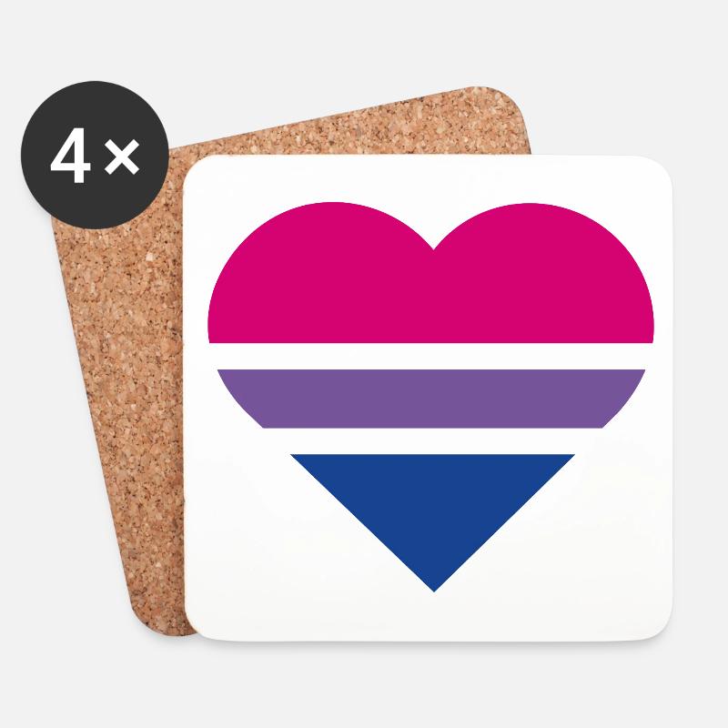 Pride Flag Heart · Bisexual - Untersetzer (4er-Set) - Weiß