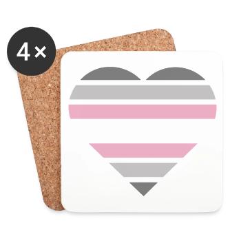Drapeau de la fierté Cœur · Demigirl - Dessous de verre (lot de 4) - blanc - Devant
