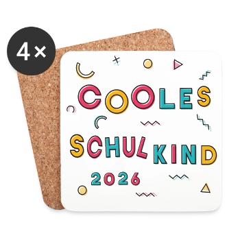 Cooles Schulkind 2026  - Untersetzer (4er-Set) - Weiß - Vorne