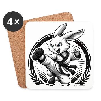 Karate Hase Dojo Kampfsport Fun Design - Untersetzer (4er-Set) - Weiß - Vorne