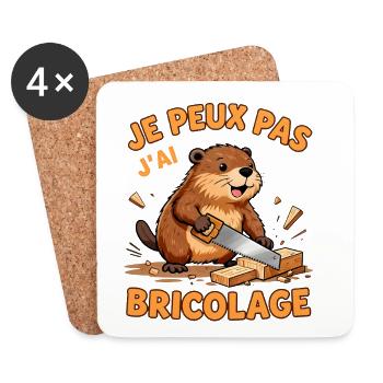 Je peux pas j'ai bricolage - Dessous de verre (lot de 4) - blanc - Devant