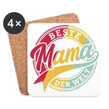 Beste Mama der Welt Shirt Geschenk Muttertag - Untersetzer (4er-Set) - Weiß - Vorne