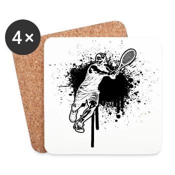 Idée cadeau pour un tennis avec tennis - Dessous de verre (lot de 4) - blanc - Devant