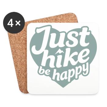 Just hike be happy Heart Typo - Coasters (set of 4) - white - Front