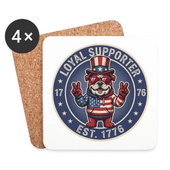 Patriotische USA Bulldogge Loyal Supporter 1776 - Untersetzer (4er-Set) - Weiß - Vorne