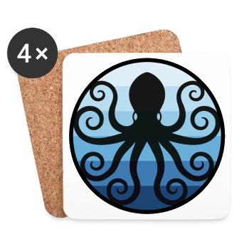 Schwarzer Oktopus im Ozean - Untersetzer (4er-Set) - Weiß - Vorne