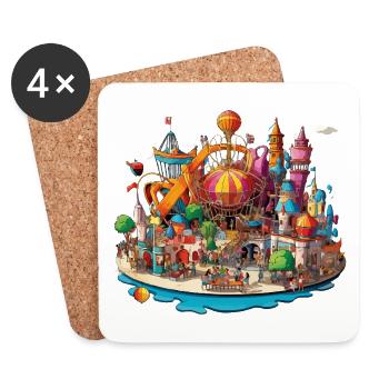 Île de loisirs colorée - Dessous de verre (lot de 4) - blanc - Devant