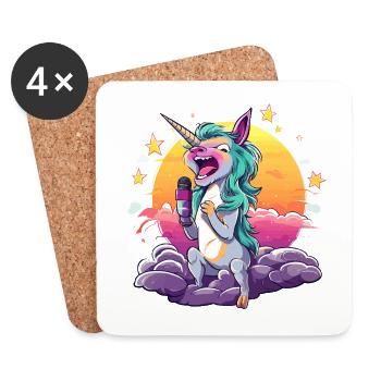 Licorne au coucher de soleil avec micro - Dessous de verre (lot de 4) - blanc - Devant