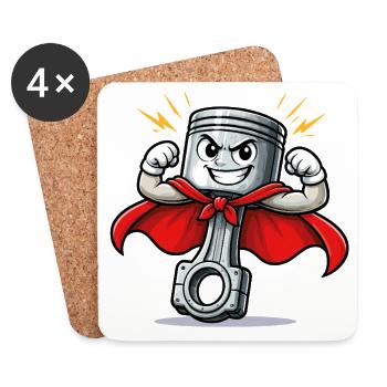 Mechanikers Superheld Piston - Untersetzer (4er-Set) - Weiß - Vorne