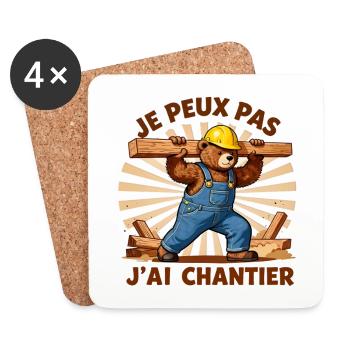 Je peux pas j'ai chantier - Dessous de verre (lot de 4) - blanc - Devant