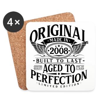 2008 Vintage Birthday Vintage Retro Gift - Coasters (set of 4) - white - Front
