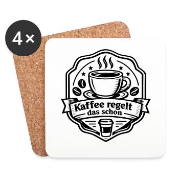 Kaffee regelt das schon Badge - Untersetzer (4er-Set) - Weiß - Vorne