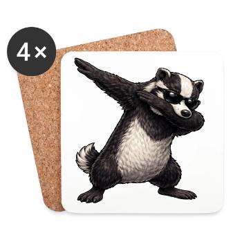 Dabbing Dachs - Untersetzer (4er-Set) - Weiß - Vorne
