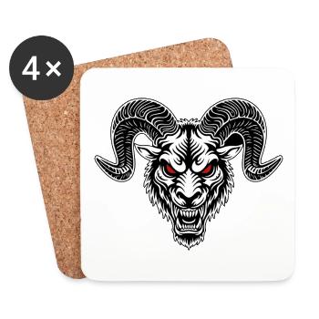 Battle Ram Spiralhörner Rote Augen - Untersetzer (4er-Set) - Weiß - Vorne