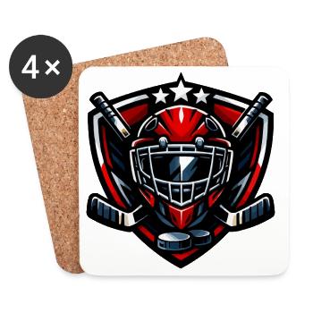 Blason de hockey - Dessous de verre (lot de 4) - blanc - Devant