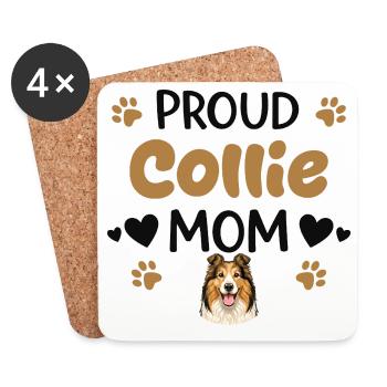 Mère Collie Fière, Collie - Dessous de verre (lot de 4) - blanc - Devant